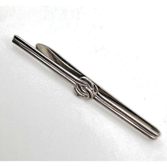 Vintage Celtic Knot Silvertone Tie Clip 2.6in - Picture 1 of 3